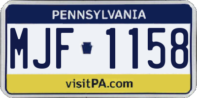 PA license plate MJF1158