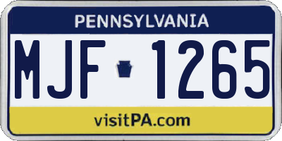 PA license plate MJF1265