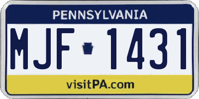 PA license plate MJF1431