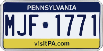 PA license plate MJF1771