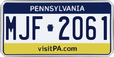 PA license plate MJF2061