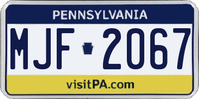 PA license plate MJF2067