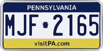PA license plate MJF2165
