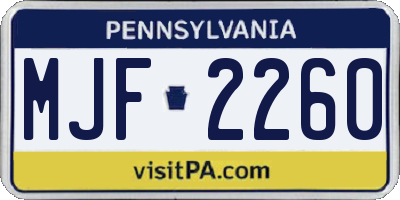 PA license plate MJF2260