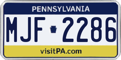 PA license plate MJF2286