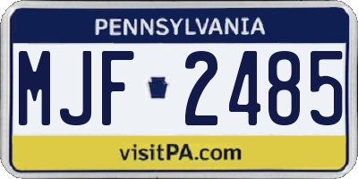 PA license plate MJF2485