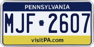 PA license plate MJF2607