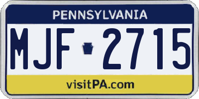 PA license plate MJF2715