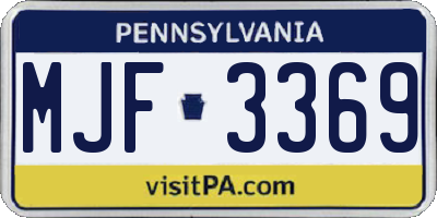 PA license plate MJF3369