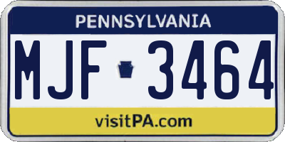 PA license plate MJF3464