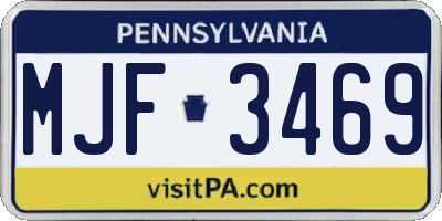 PA license plate MJF3469