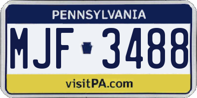 PA license plate MJF3488