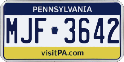 PA license plate MJF3642