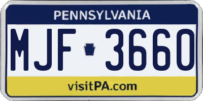 PA license plate MJF3660