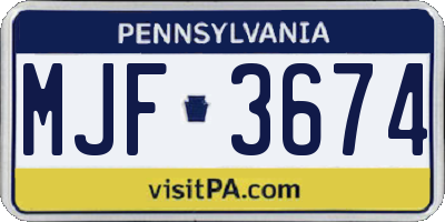 PA license plate MJF3674