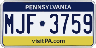 PA license plate MJF3759