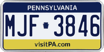 PA license plate MJF3846