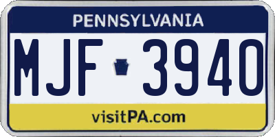 PA license plate MJF3940