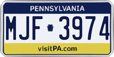 PA license plate MJF3974