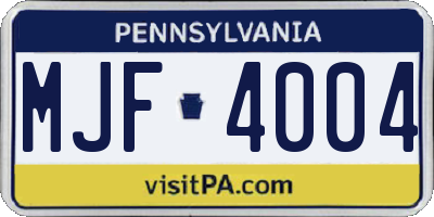 PA license plate MJF4004