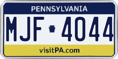 PA license plate MJF4044