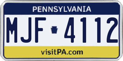 PA license plate MJF4112