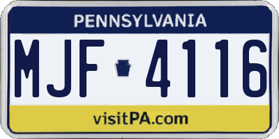 PA license plate MJF4116