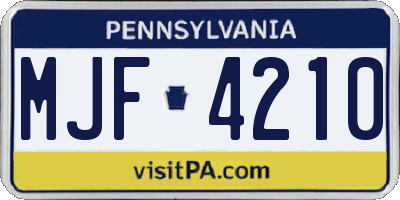PA license plate MJF4210