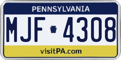 PA license plate MJF4308