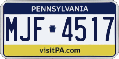 PA license plate MJF4517
