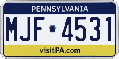 PA license plate MJF4531