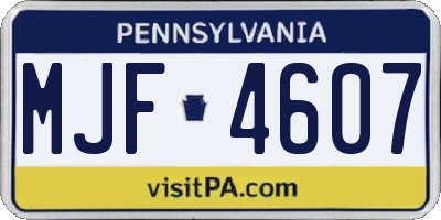 PA license plate MJF4607