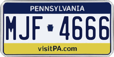 PA license plate MJF4666