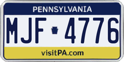 PA license plate MJF4776