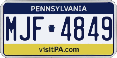 PA license plate MJF4849