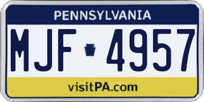 PA license plate MJF4957