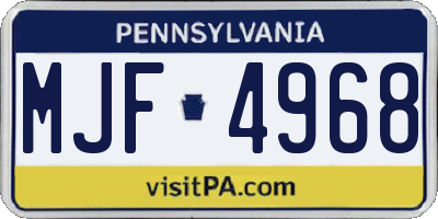 PA license plate MJF4968