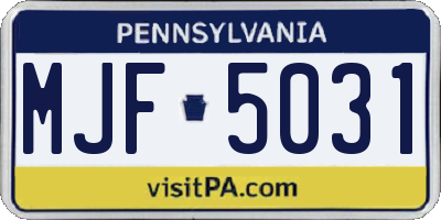 PA license plate MJF5031