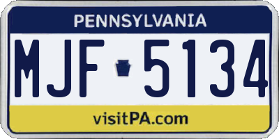 PA license plate MJF5134