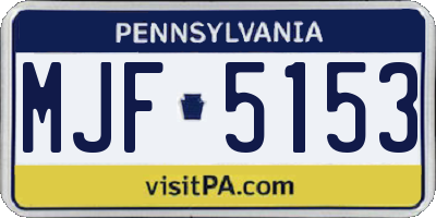PA license plate MJF5153