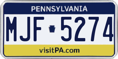 PA license plate MJF5274