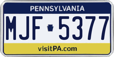 PA license plate MJF5377