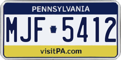PA license plate MJF5412