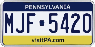 PA license plate MJF5420