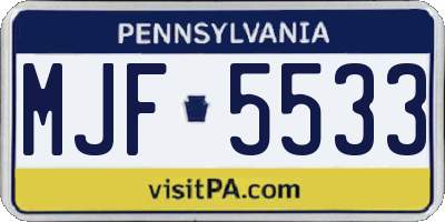 PA license plate MJF5533