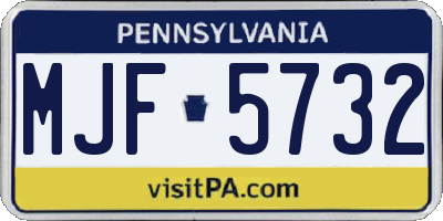 PA license plate MJF5732