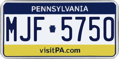PA license plate MJF5750