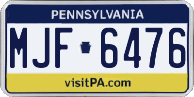 PA license plate MJF6476