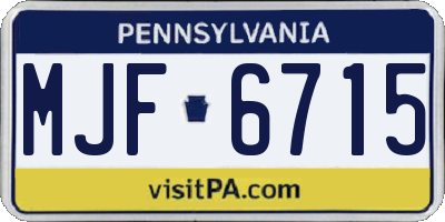 PA license plate MJF6715