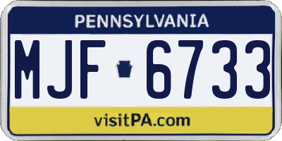 PA license plate MJF6733